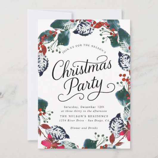 Bessneeuwblad Kerstkrans Script Kaart (Voorkant)