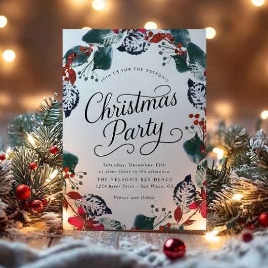 Bessneeuwblad Kerstkrans Script Kaart