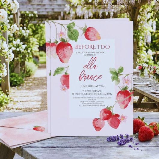 Bessy Sweet Aardbei Bruiloft Uitnodiging