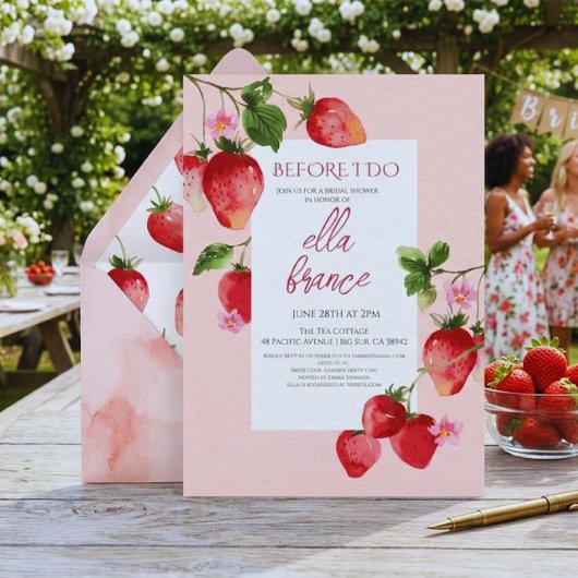 Bessy Sweet Aardbei Bruiloft Uitnodiging