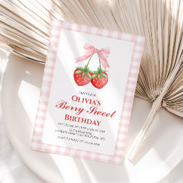 Bessy Sweet Aardbei Roze Strik verjaardag Kaart