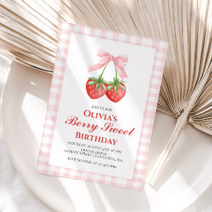 Bessy Sweet Aardbei Roze Strik verjaardag Kaart