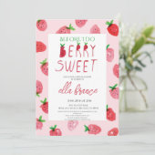 Bessy Sweet Aardbeien Bruilofts Uitnodiging (Staand voorkant)