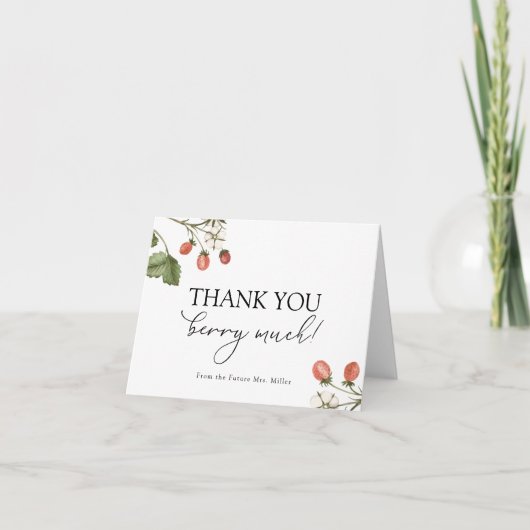 Bessy Zoete Aardbei Bruiloft Dank Je Bedankkaart (Voorkant)