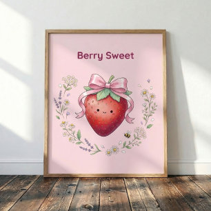 Bessy Zoete Aardbei Kawaii Mooie Muur Kunst Poster