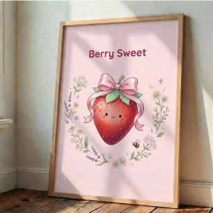 Bessy Zoete Aardbei Kawaii Mooie Muur Kunst Poster