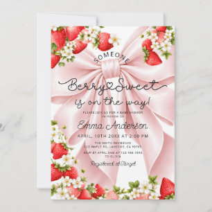 Bessy Zoete Aardbei Strik Baby Shower Kaart