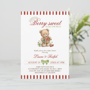 Bessy Zoete Beer Aardbei Baby Shower Kaart