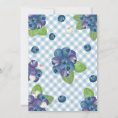 Bessy Zoete Blauwe Gingham Baby Shower Uitnodiging (Achterkant)