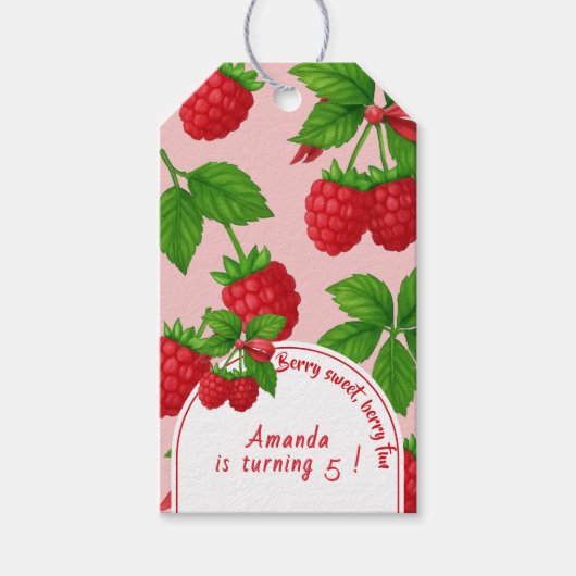 Bessy Zure Frambozen Kinderverjaardagsfeestje - Cadeaulabel (Voorkant)