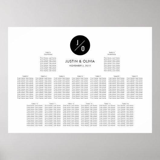 BEST 38-inch x28-inch Zitdiagram - Olivia & Justin Poster (Voorkant)