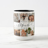 Best Abuelo Ever Elegant Script 8 Photo Collage Tweekleurige Koffiemok (Center)