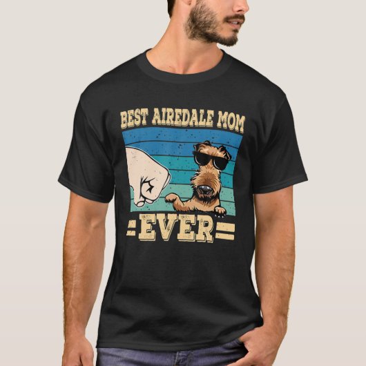 Best Airedale Mam Ever Airedale Terrier Retro Vint T-shirt (Voorkant)