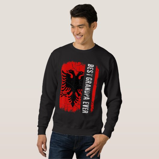 Best Albanian Grandpa Ever Albania Flag Father's D Trui (Voorkant volledig)