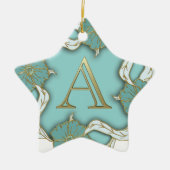 Best Alphabet Letter Initiaal Monogram Achtergrond Keramisch Ornament (Voorkant)