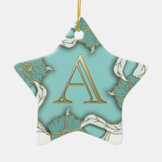 Best Alphabet Letter Initiaal Monogram Achtergrond Keramisch Ornament (Voorkant)
