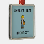 Best Architect van Pixel World Metalen Ornament (Rechts)