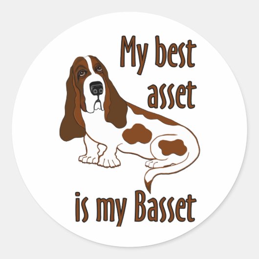 Best Asset Basset Hound Dog Funny Quote Ronde Sticker (Voorkant)