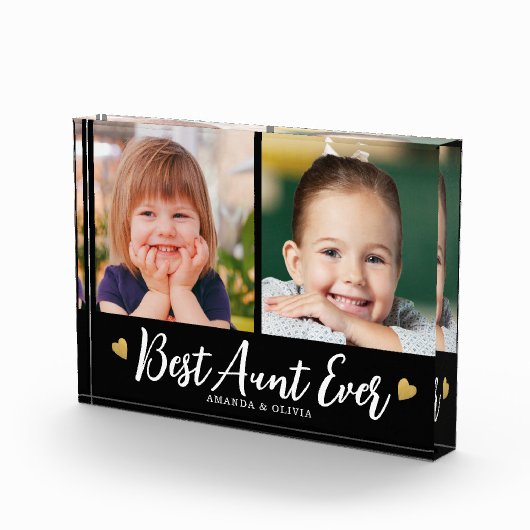 Best Aunt Ever Gold Heart Keepsake Black 2 Collage Fotoblokken (Rechts)