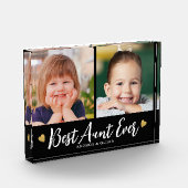 Best Aunt Ever Gold Heart Keepsake Black 2 Collage Fotoblokken (Links)