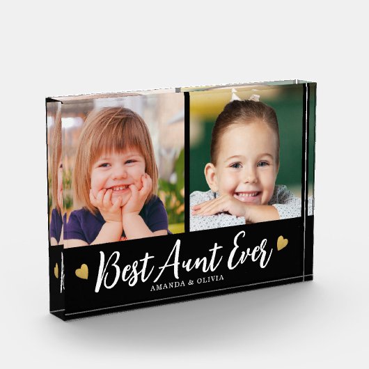 Best Aunt Ever Gold Heart Keepsake Black 2 Collage Fotoblokken (Links)
