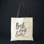 Best Aunt Ever | Stijl Custom Wedding Tote Bag<br><div class="desc">Make the aunt of the bride feel extra Apeciated with this special custom name canvas style tote bag. It features the words "Best Aunt Ever" in an elegant script style text. Underneath this is a spot for her name or initials.</div>