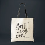 Best Aunt Ever | Stijl Custom Wedding Tote Bag<br><div class="desc">Make the aunt of the bride feel extra Apeciated with this special custom name canvas style tote bag. It features the words "Best Aunt Ever" in an elegant script style text. Underneath this is a spot for her name or initials.</div>