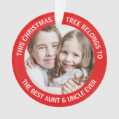 Best Aunt Uncle Ever Christmas Tree Photo Red Ornament (voorkant)