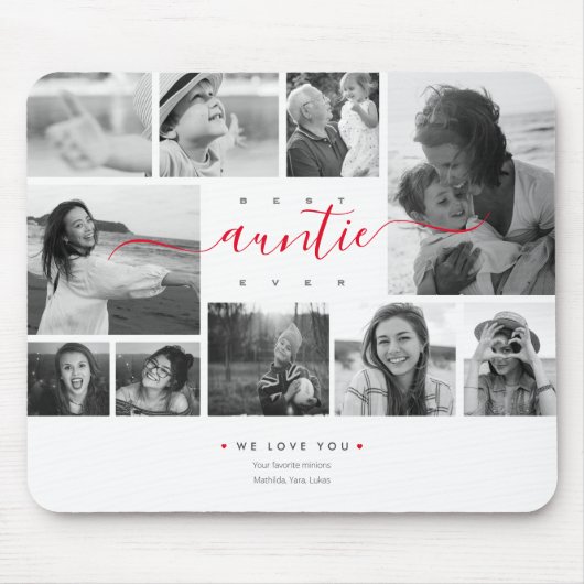 Best AUNTEver Script Moederdag 10 Photo Collage Muismat (Voorkant)