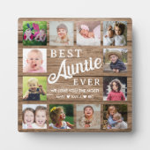 Best Auntie Ever 12 Photo Collage Rustic Wood Fotoplaat (Voorkant)