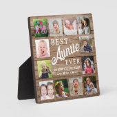 Best Auntie Ever 12 Photo Collage Rustic Wood Fotoplaat (Voorkant)