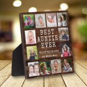 Best Auntie Ever 12 Photo Collage Rustic Wood Fotoplaat