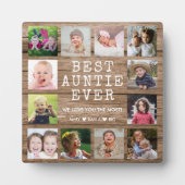 Best Auntie Ever 12 Photo Collage Rustic Wood Fotoplaat (Voorkant)