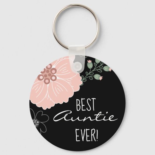 Best Auntie Ever Floral Sleutelhanger (Voorkant)