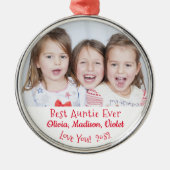 Best Auntie Ever Persoonlijk Foto Kerstmis Metalen Ornament (Voorkant)