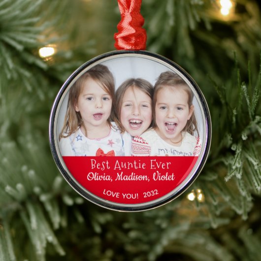 Best Auntie Ever Persoonlijk Foto Kerstmis Metalen Ornament (Boom)