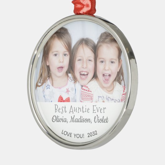 Best Auntie Ever Persoonlijk Foto Kerstmis Metalen Ornament (Links)