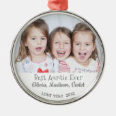 Best Auntie Ever Persoonlijk Foto Kerstmis Metalen Ornament (Voorkant)
