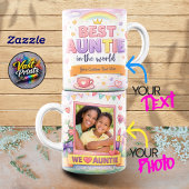 Best Auntie Rainbow Crown Custom Photo Collage Mok