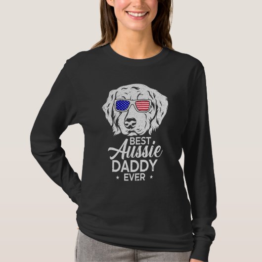 Best Aussie Papa Ever Australian Shepherd T-shirt (Voorkant)