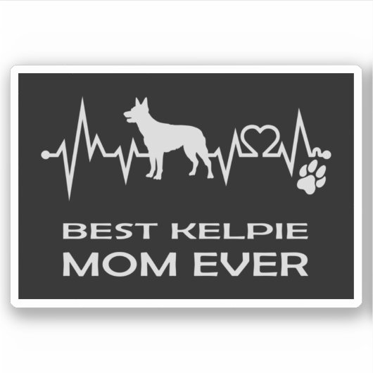 Best Australian Kelpie mam Ever EKG Line Sticker (Voorkant)