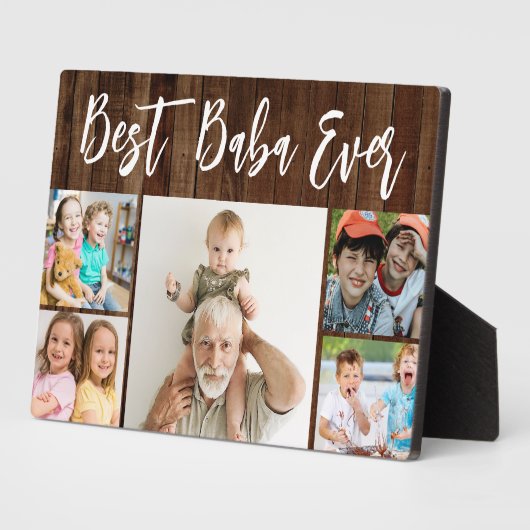 Best Baba Ever Grandchildren 5 Photo Collage Wood Fotoplaat (Zijkant)