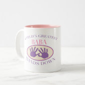 Best Baba Hands Down T-shirt Tweekleurige Koffiemok (Voorkant links)