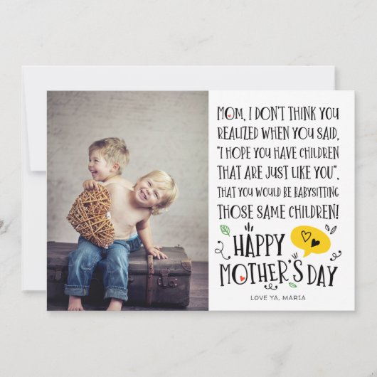 Best Baby Sitter Ma Funny Moederdag Kaart (Voorkant)