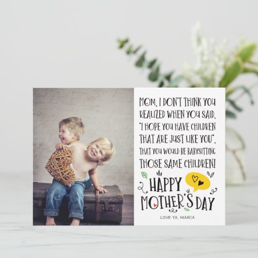 Best Baby Sitter Ma Funny Moederdag Kaart (Staand voorkant)