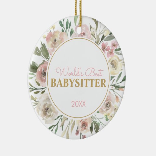 Best Babysitter Floral Waterverf Keramisch Ornament (Rechts)