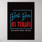 Best Bar in Town Neon Typographic Sign Poster (Voorkant)