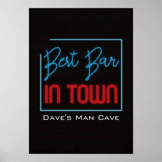 Best Bar in Town Neon Typographic Sign Poster (Voorkant)