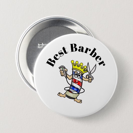 Best Barber Button - Barber Pole Character (Voorkant /achterkant)