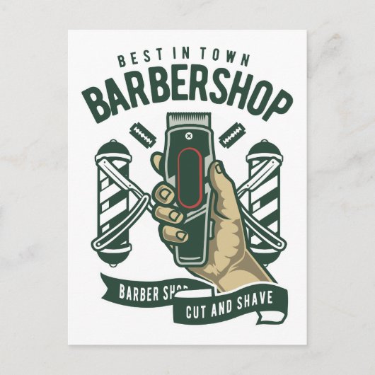 Best Barbershop  Logo Canvas Briefkaart (Voorkant)